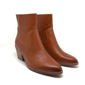 Sofft Annabell Leather Ankle Booties Block Heel Bourbon Size 11